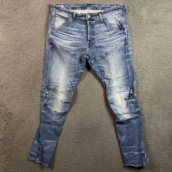 G Star Jeans Mens 38x34 Blue 5620 3D Tapered Medium Wash Stretch Slim Fit Denim - Picture 1 of 16